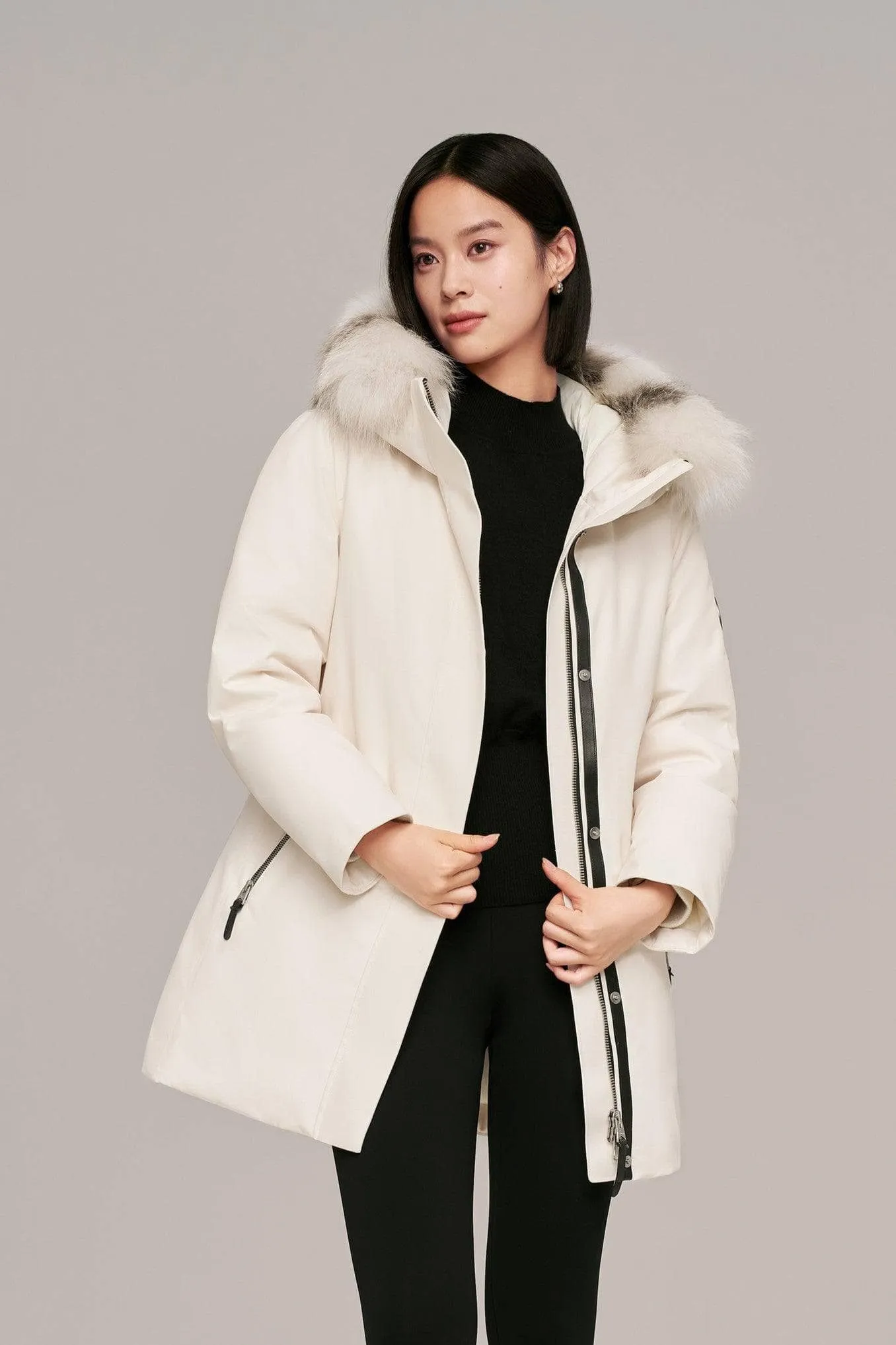 Premium business women’s mid-length goose down coat