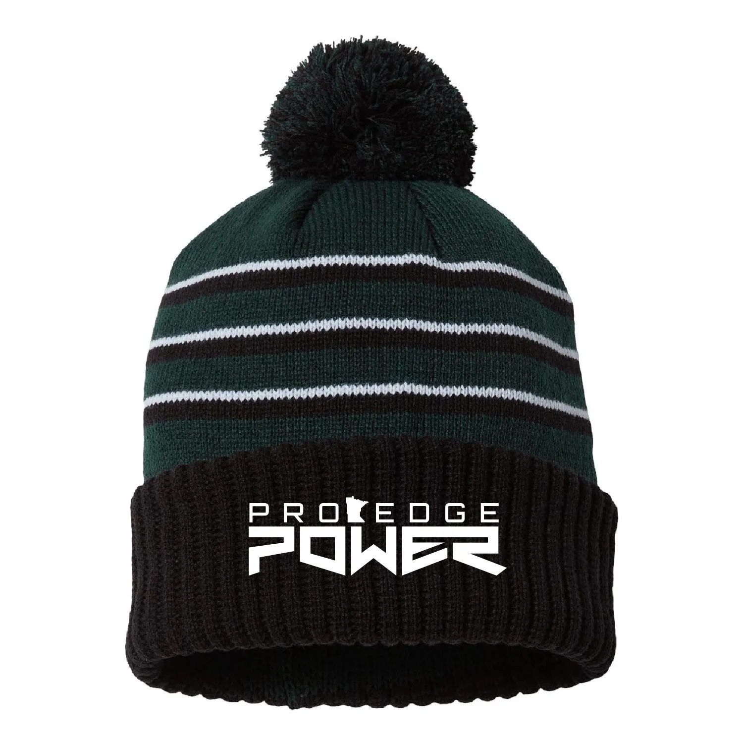 Pro Edge Power Stripe Pom Cuffed Beanie