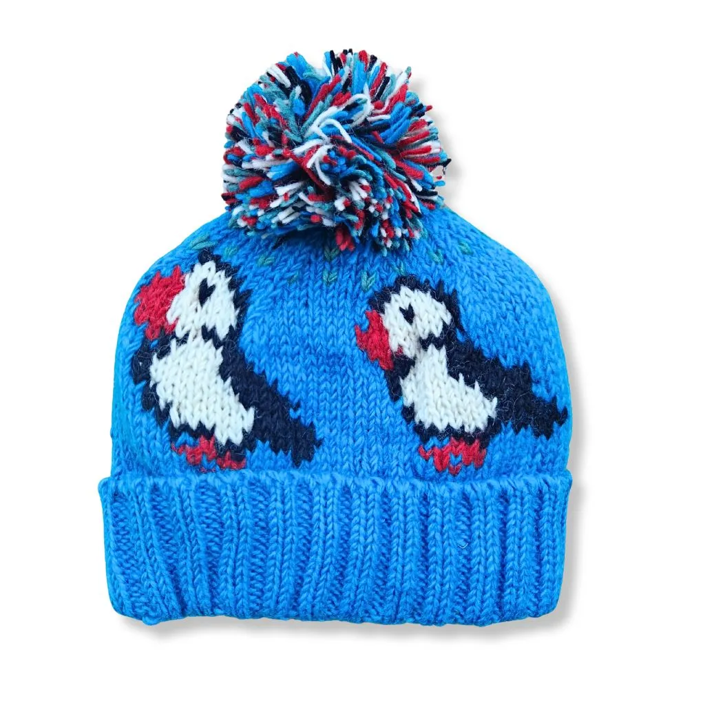 puffin wool bobble hat