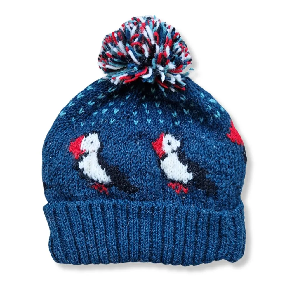 puffin wool bobble hat