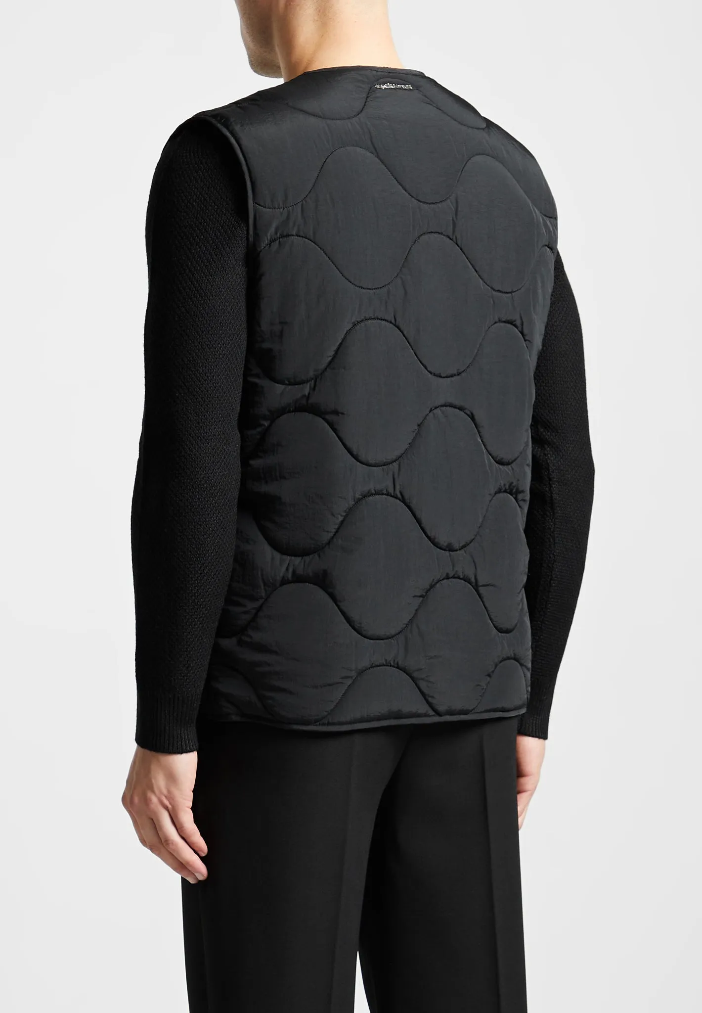 Quilted Pattern Gilet - Black