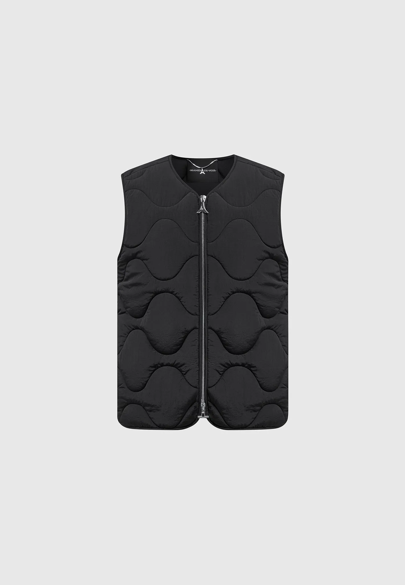 Quilted Pattern Gilet - Black