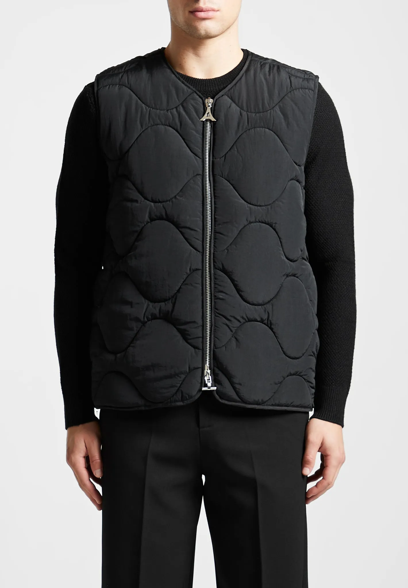 Quilted Pattern Gilet - Black