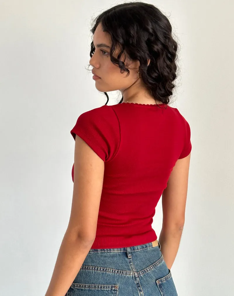 Rada Top in Rib Adrenaline Red