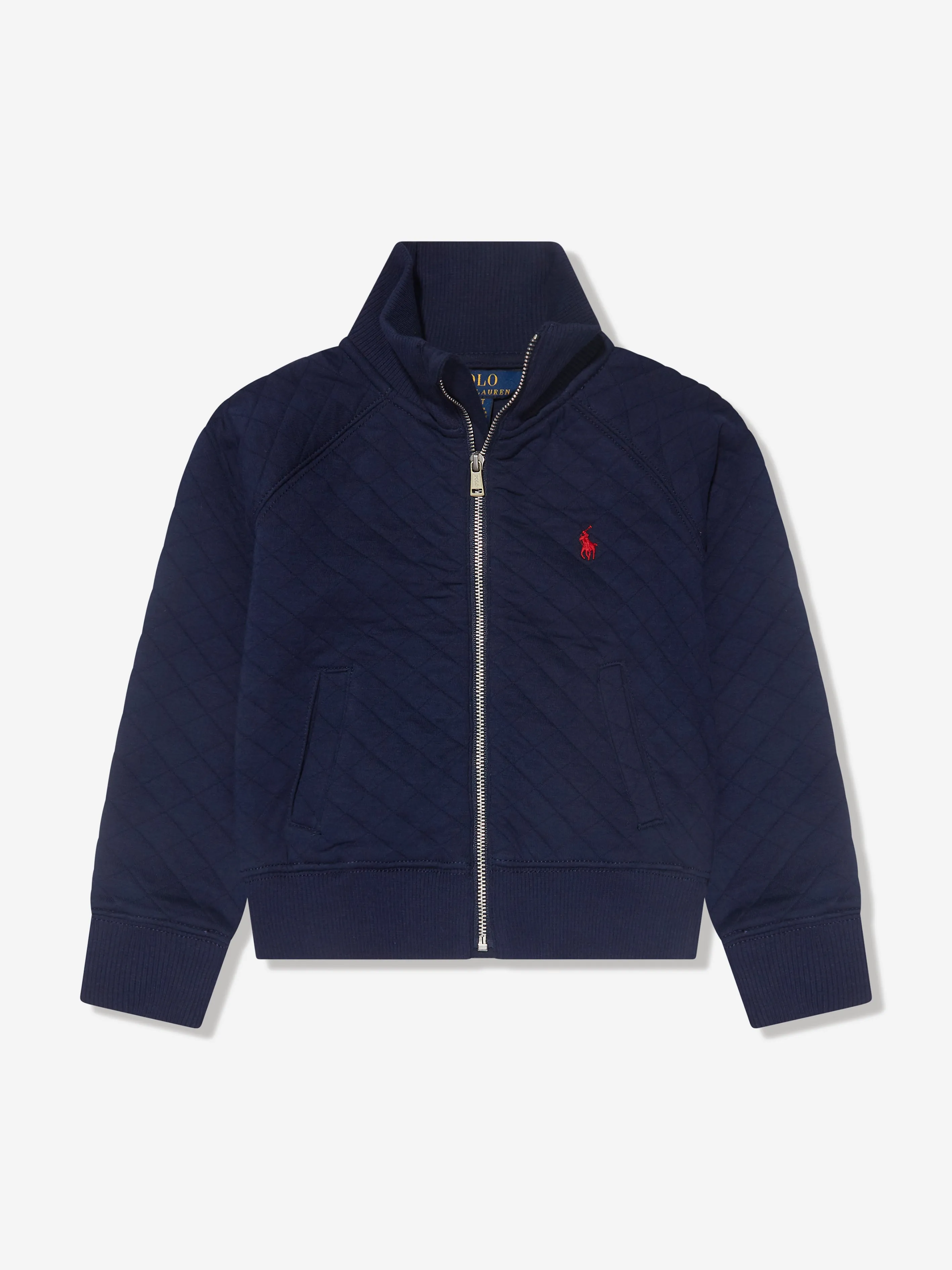 Ralph Lauren Girls Quilted Zip Up Top in Navy