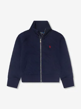 Ralph Lauren Girls Quilted Zip Up Top in Navy