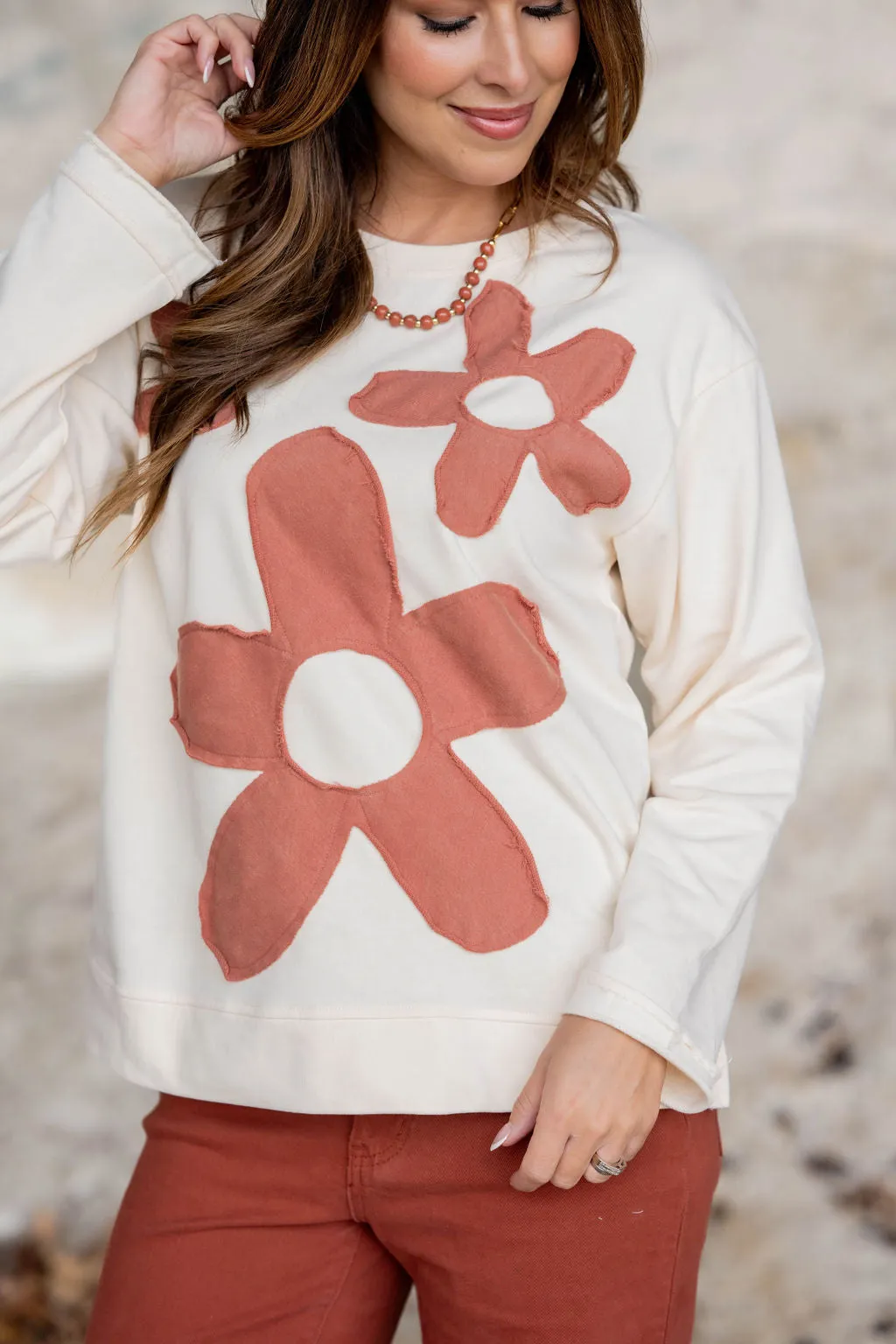 Raw Edge Floral Sweatshirt