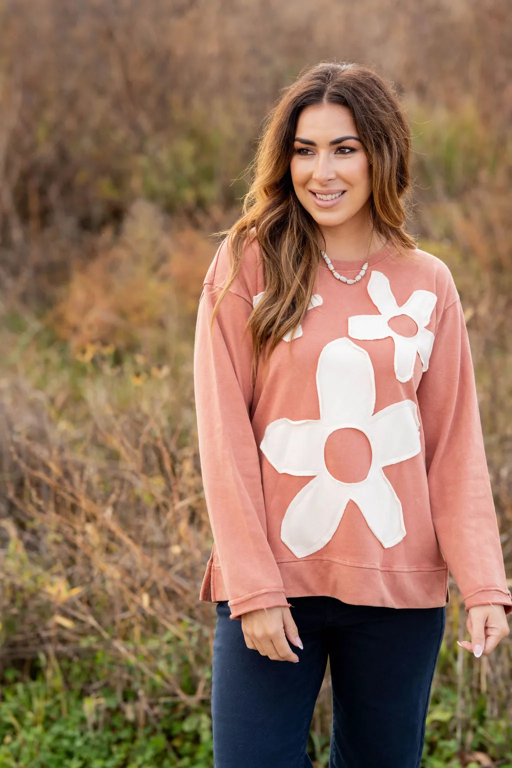 Raw Edge Floral Sweatshirt