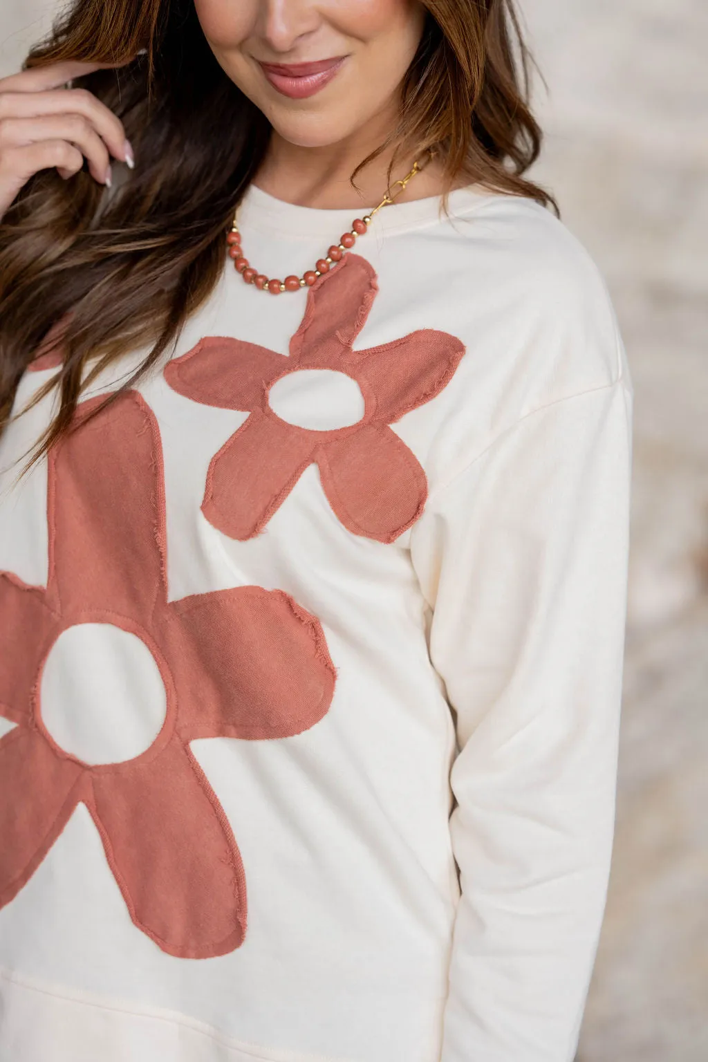 Raw Edge Floral Sweatshirt