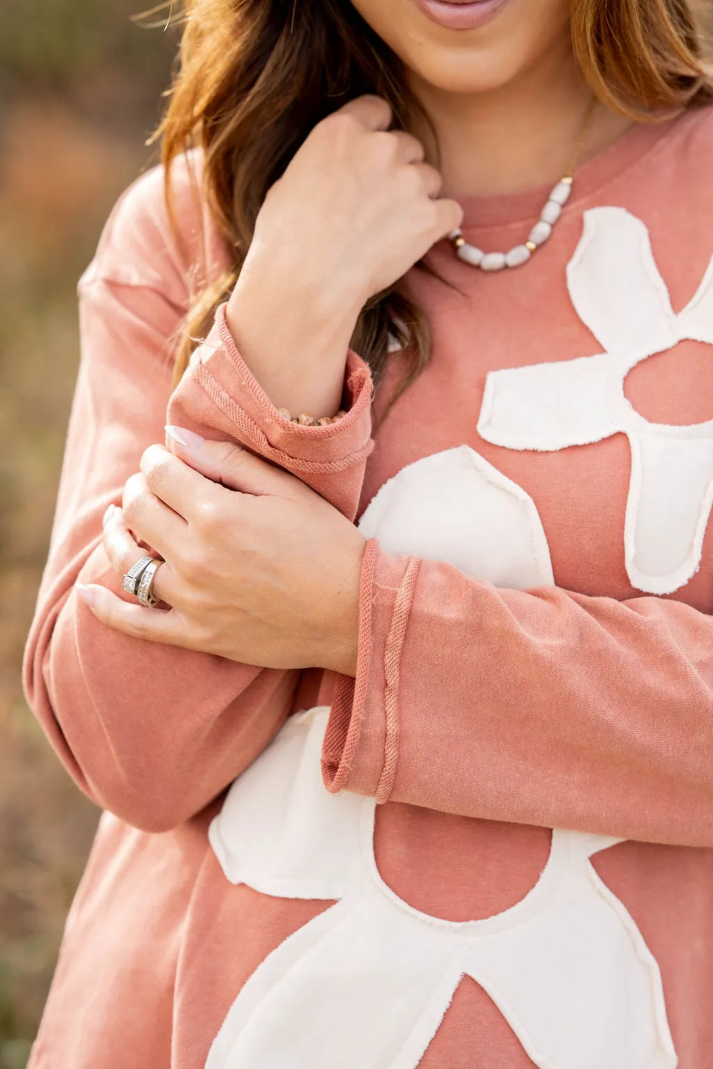 Raw Edge Floral Sweatshirt