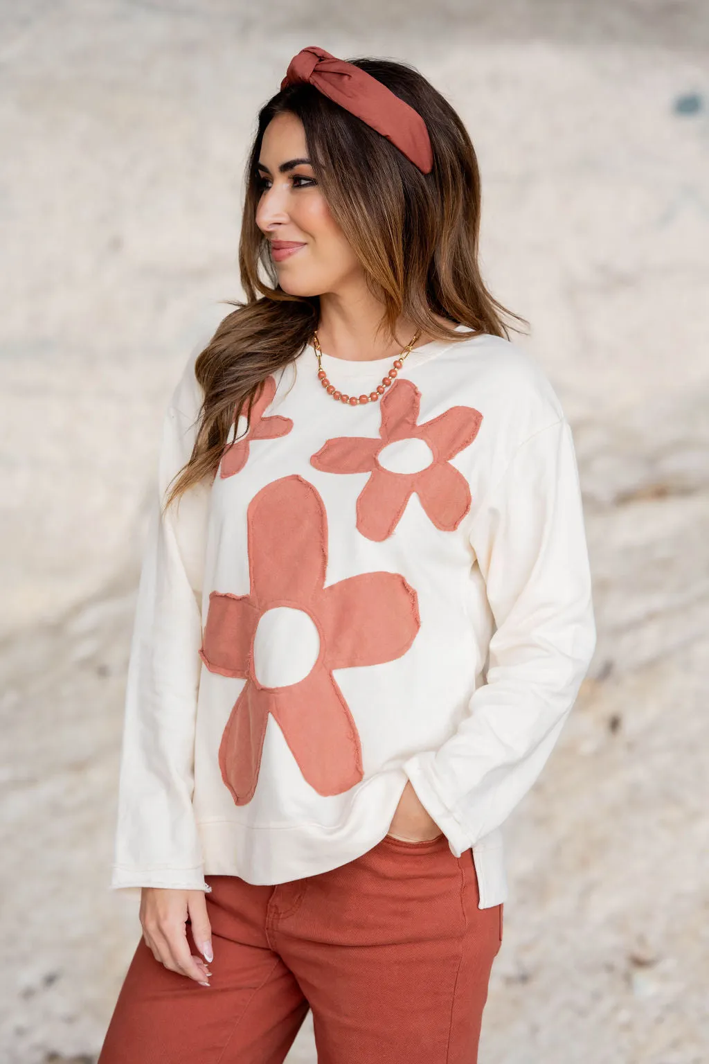 Raw Edge Floral Sweatshirt