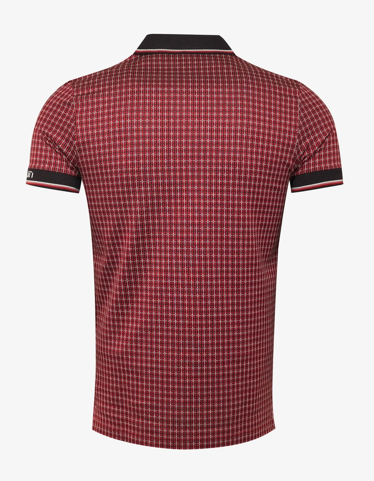 Red & White Checked Jacquard Polo T-Shirt