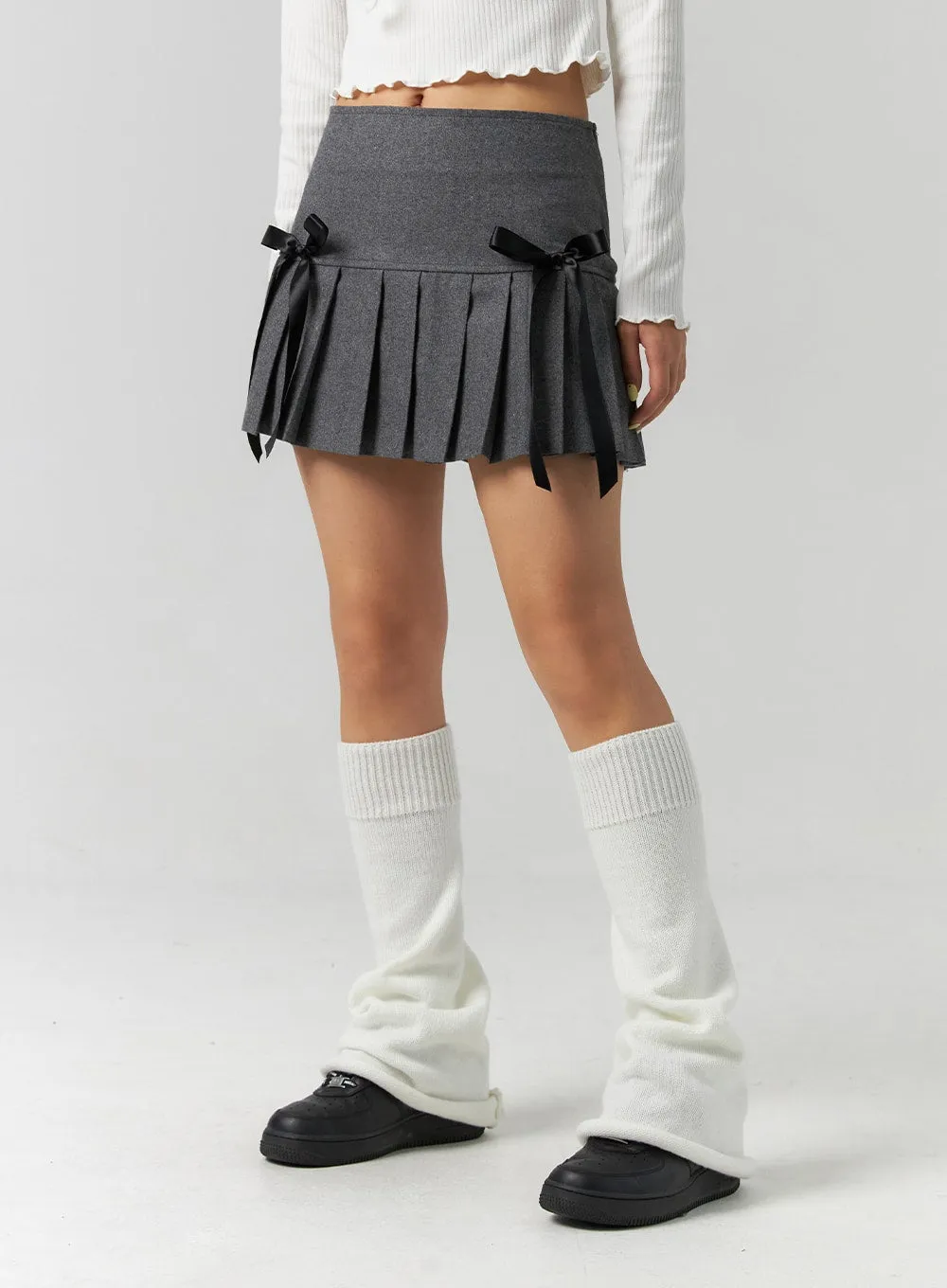 Ribbon Pleated Mini Skirt CS320