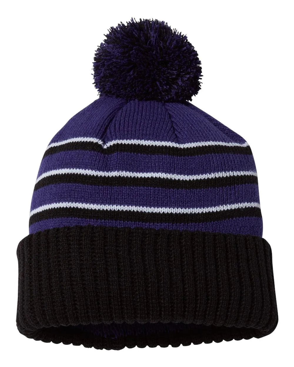 Richardson - Striped Pom Cuffed Beanie