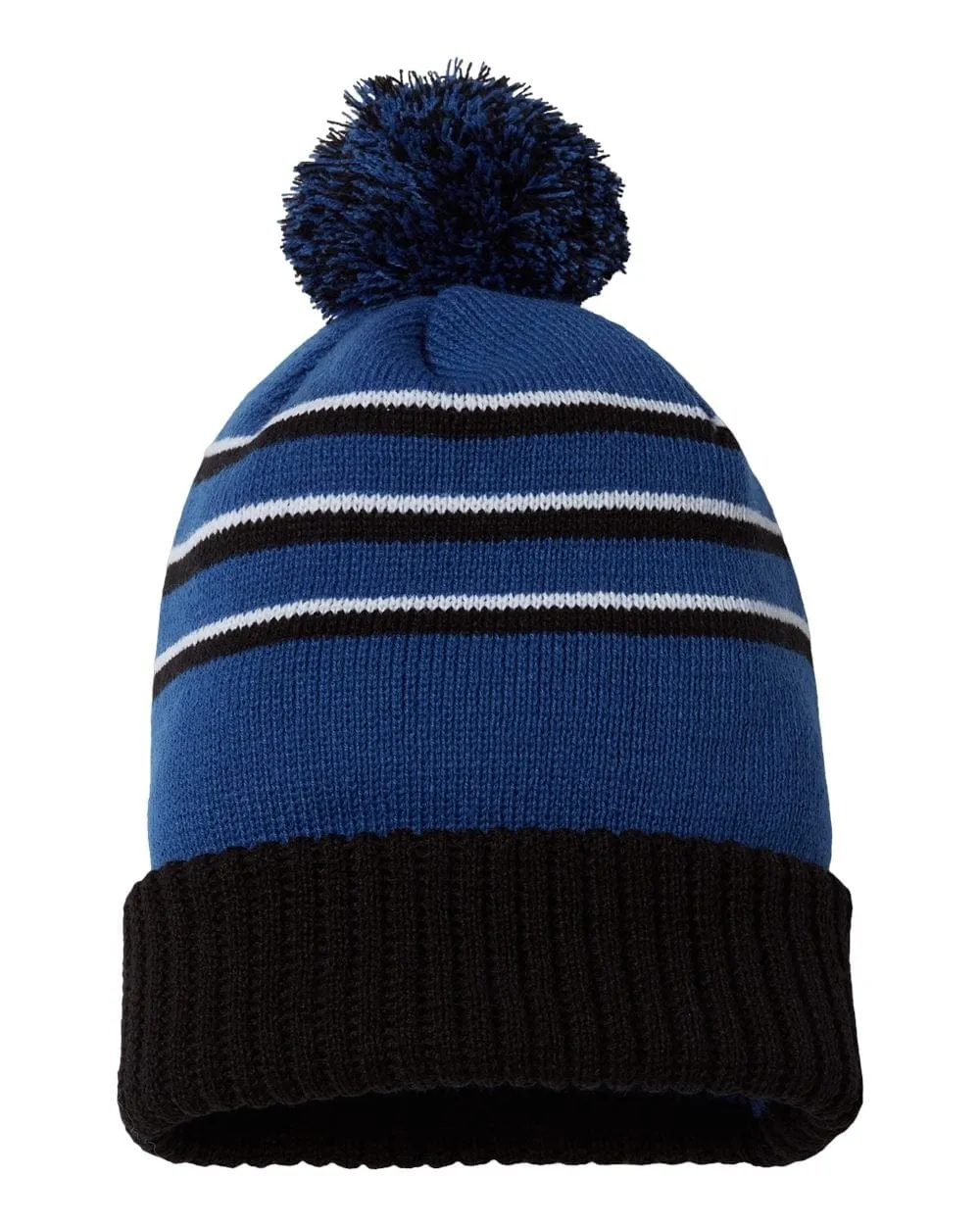 Richardson - Striped Pom Cuffed Beanie