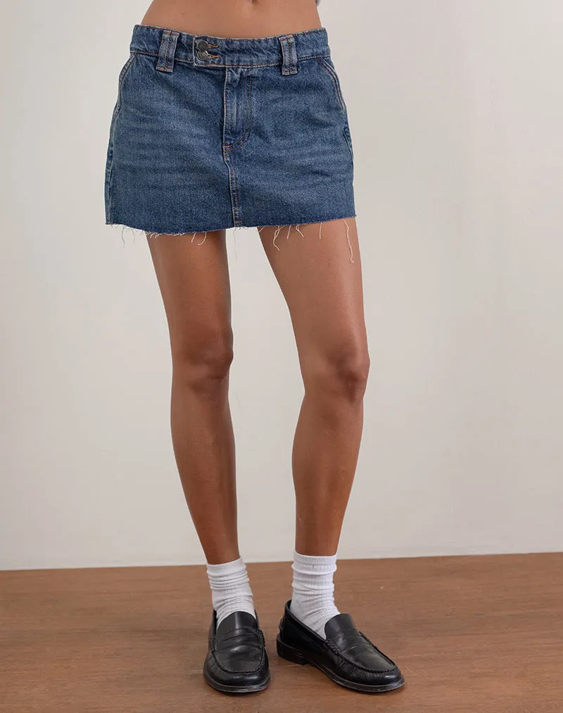 Rigid Micro Denim Skirt in Heritage Blue