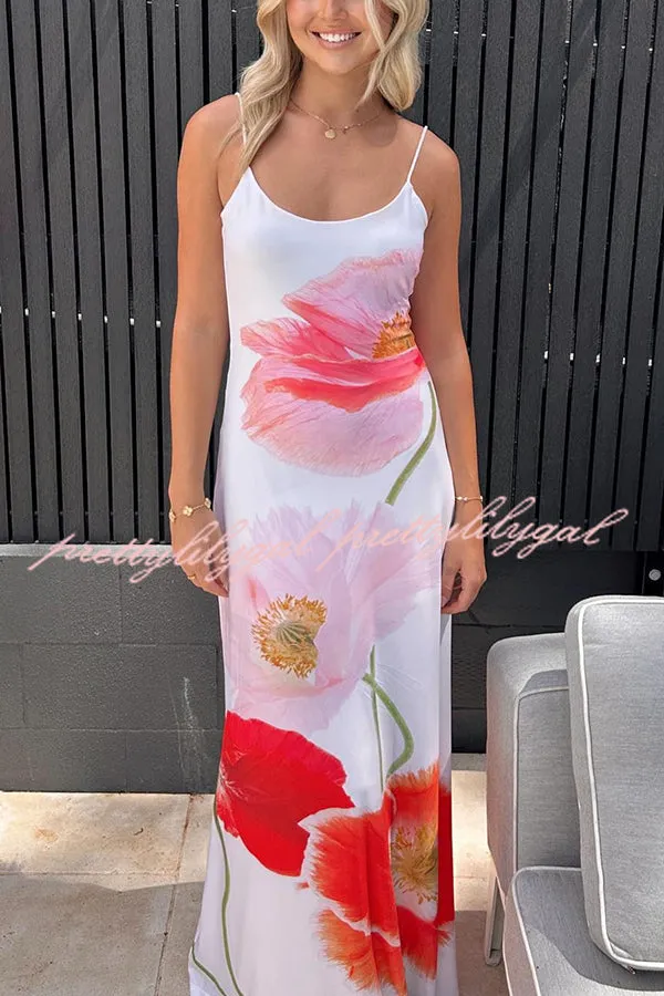 Romantic Beginnings Poppy Blossom Slip Stretch Vacation Maxi Dress