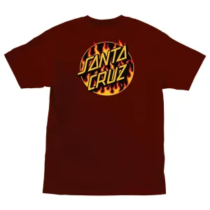 SANTA CRUZ X THRASHER FLAME DOT T-SHIRT BURGUNDY