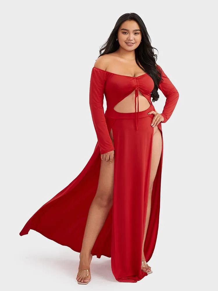 Sexy Cut-out Drawstring Split Dress