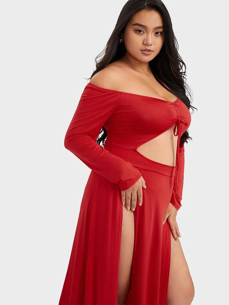 Sexy Cut-out Drawstring Split Dress