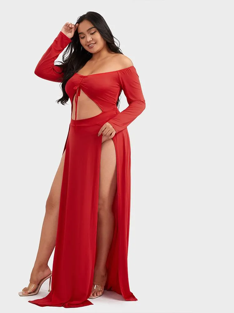 Sexy Cut-out Drawstring Split Dress