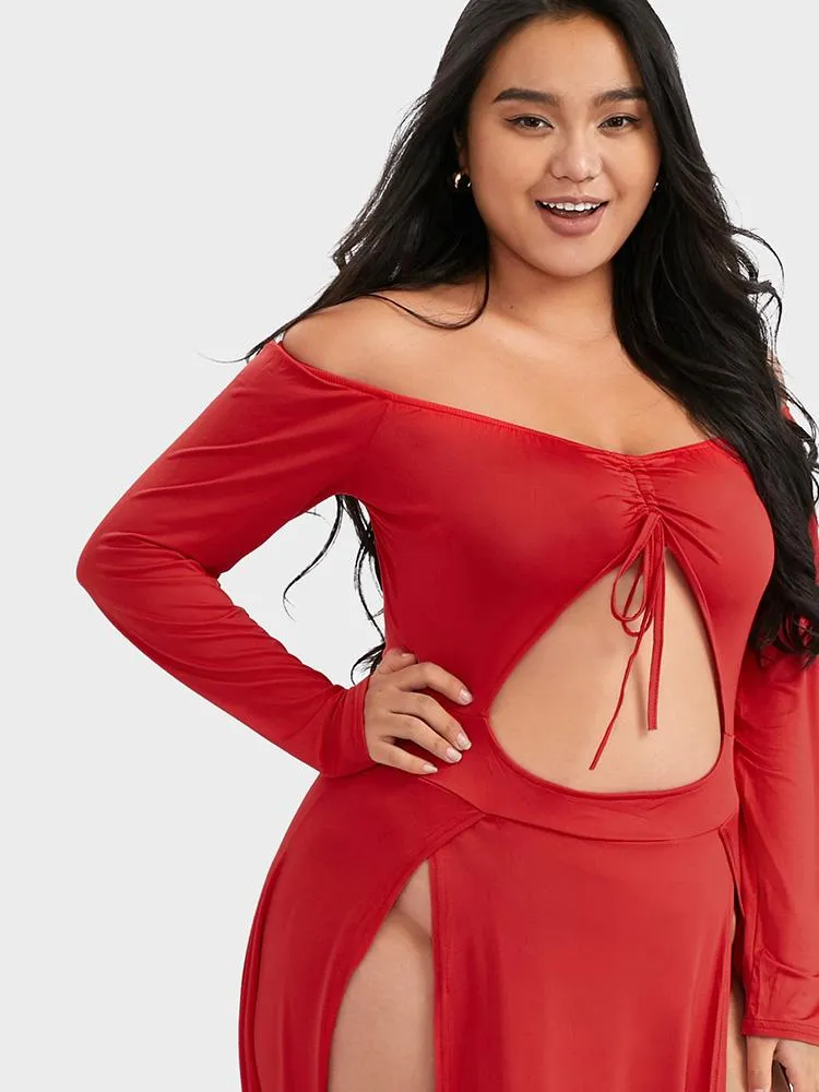 Sexy Cut-out Drawstring Split Dress