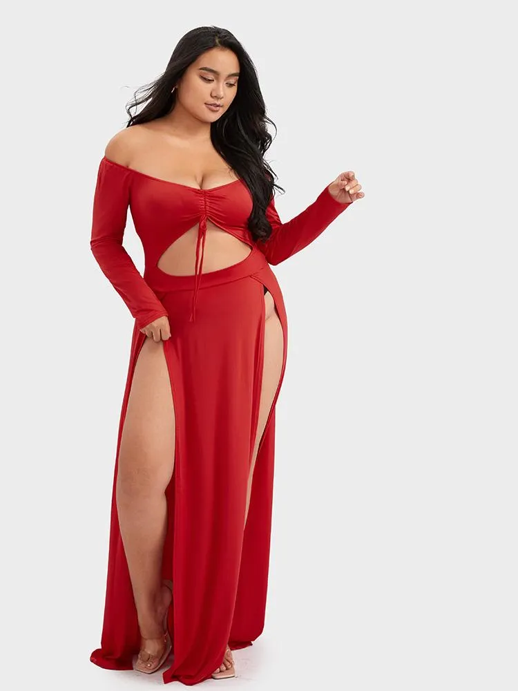 Sexy Cut-out Drawstring Split Dress