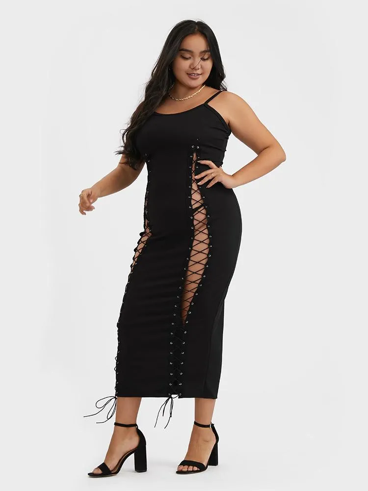 Sexy Split Cross Straps Bodycon Dress