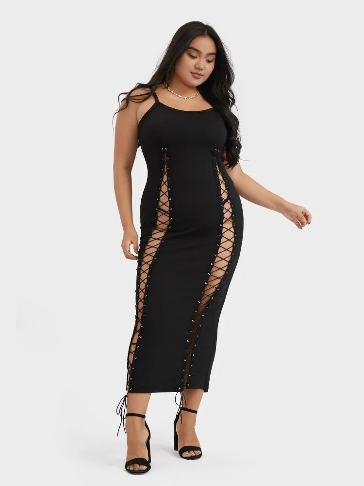 Sexy Split Cross Straps Bodycon Dress