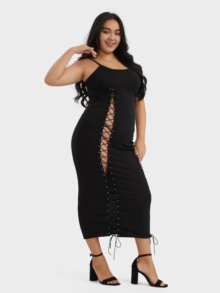 Sexy Split Cross Straps Bodycon Dress