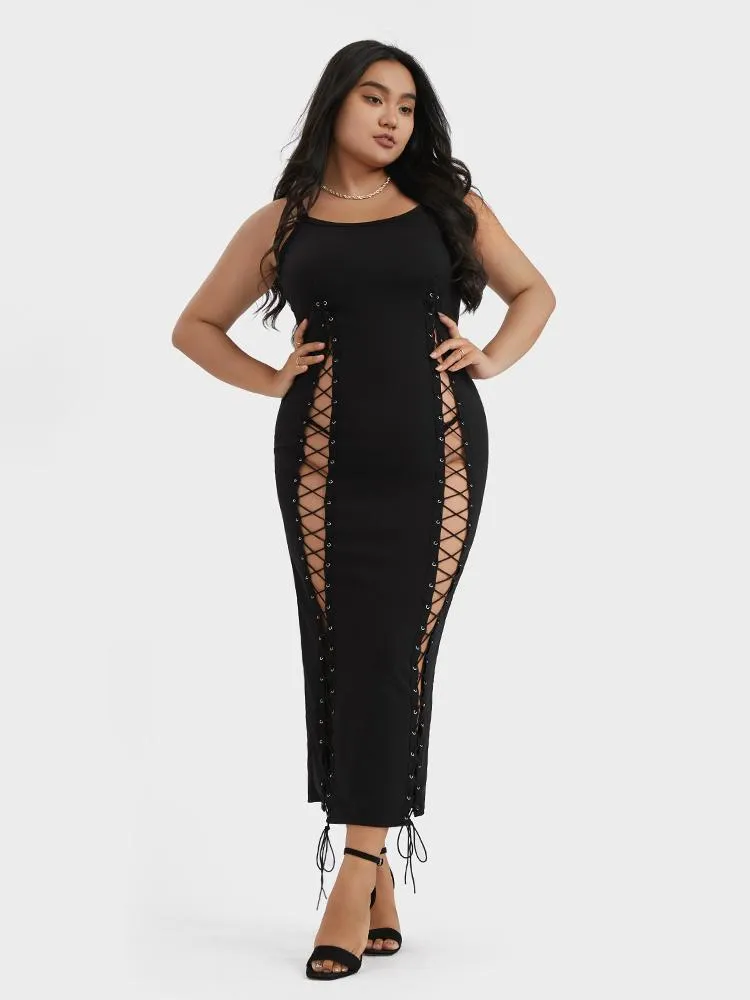 Sexy Split Cross Straps Bodycon Dress