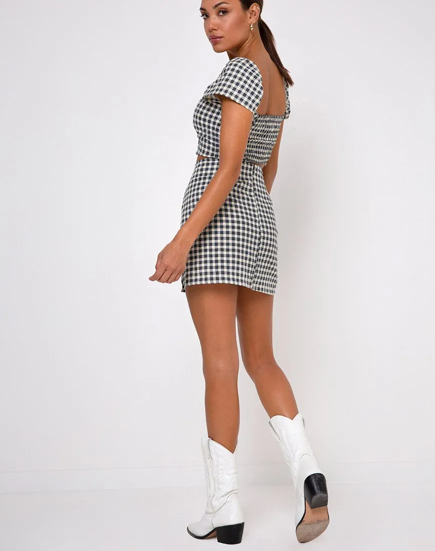 Sheny Mini Skirt in Gingham Cream