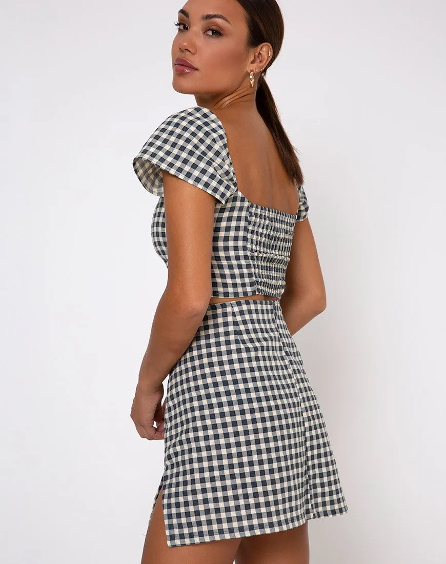 Sheny Mini Skirt in Gingham Cream