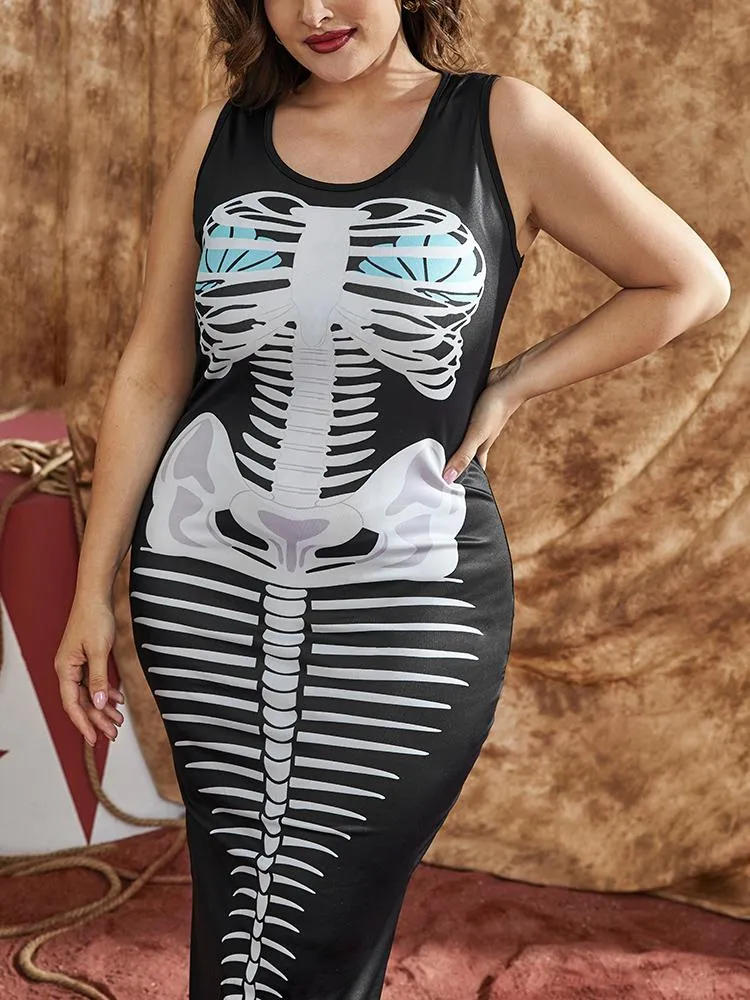 Skull Printing Bodycon Dress