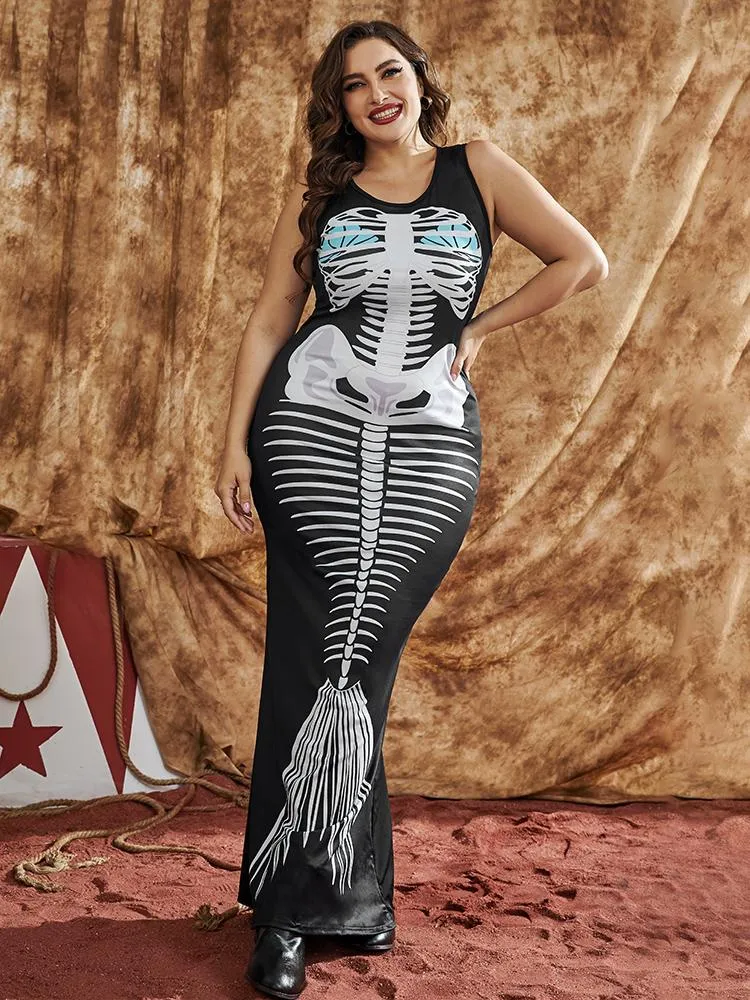 Skull Printing Bodycon Dress