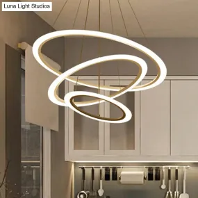 Sleek White Multi-Layer LED Chandelier – Simplicity for Living Room Suspension Light