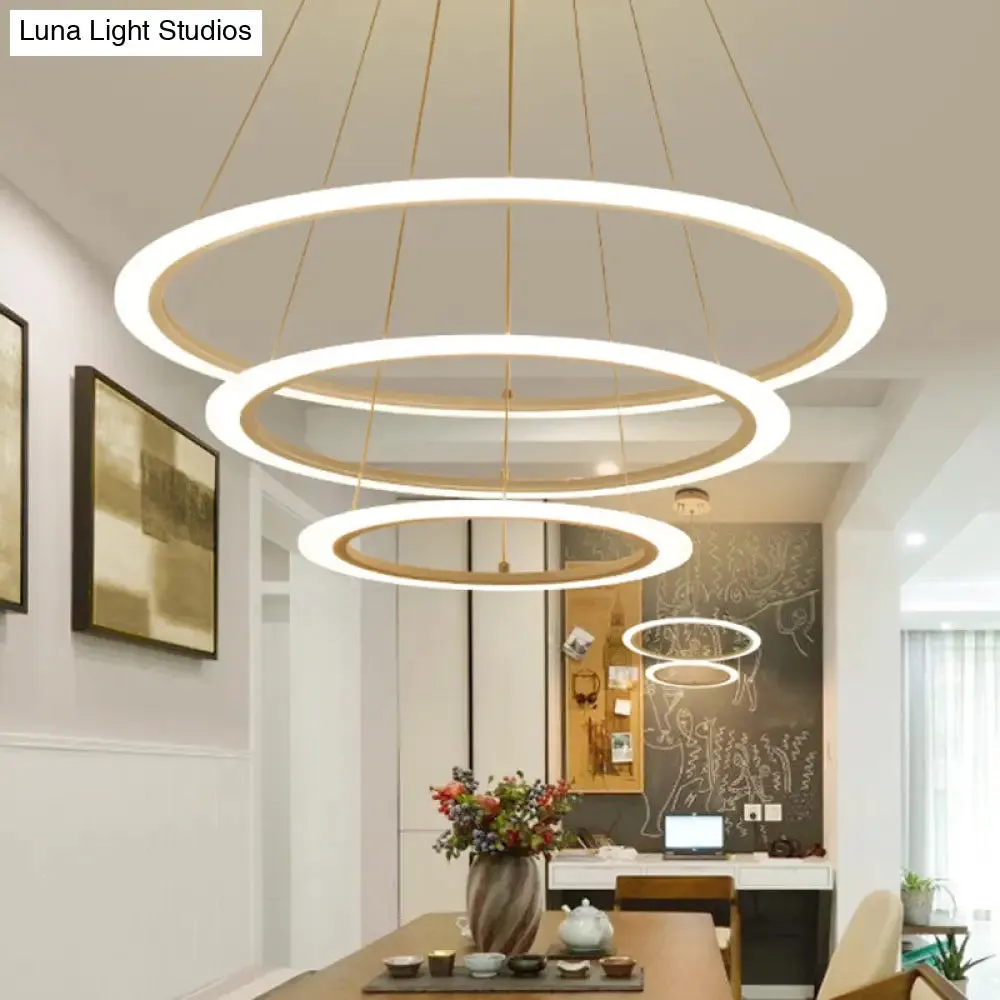 Sleek White Multi-Layer LED Chandelier – Simplicity for Living Room Suspension Light