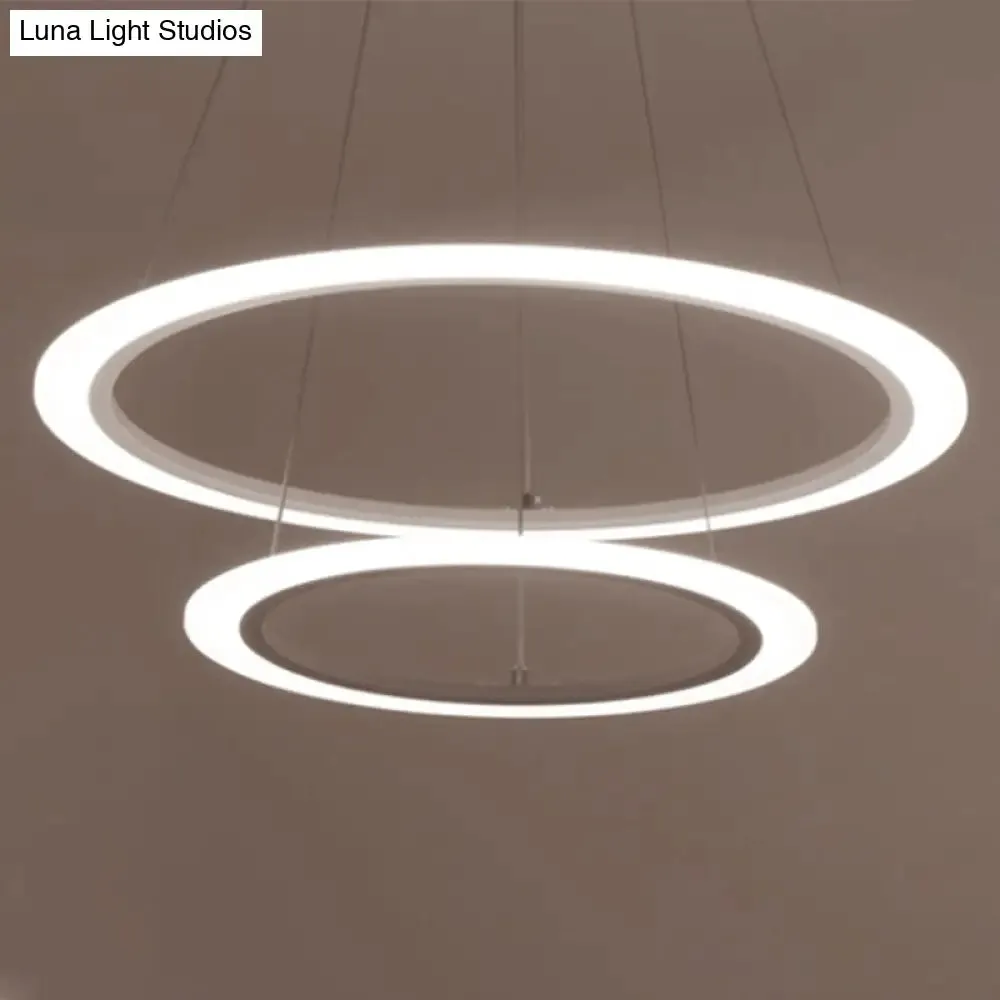 Sleek White Multi-Layer LED Chandelier – Simplicity for Living Room Suspension Light