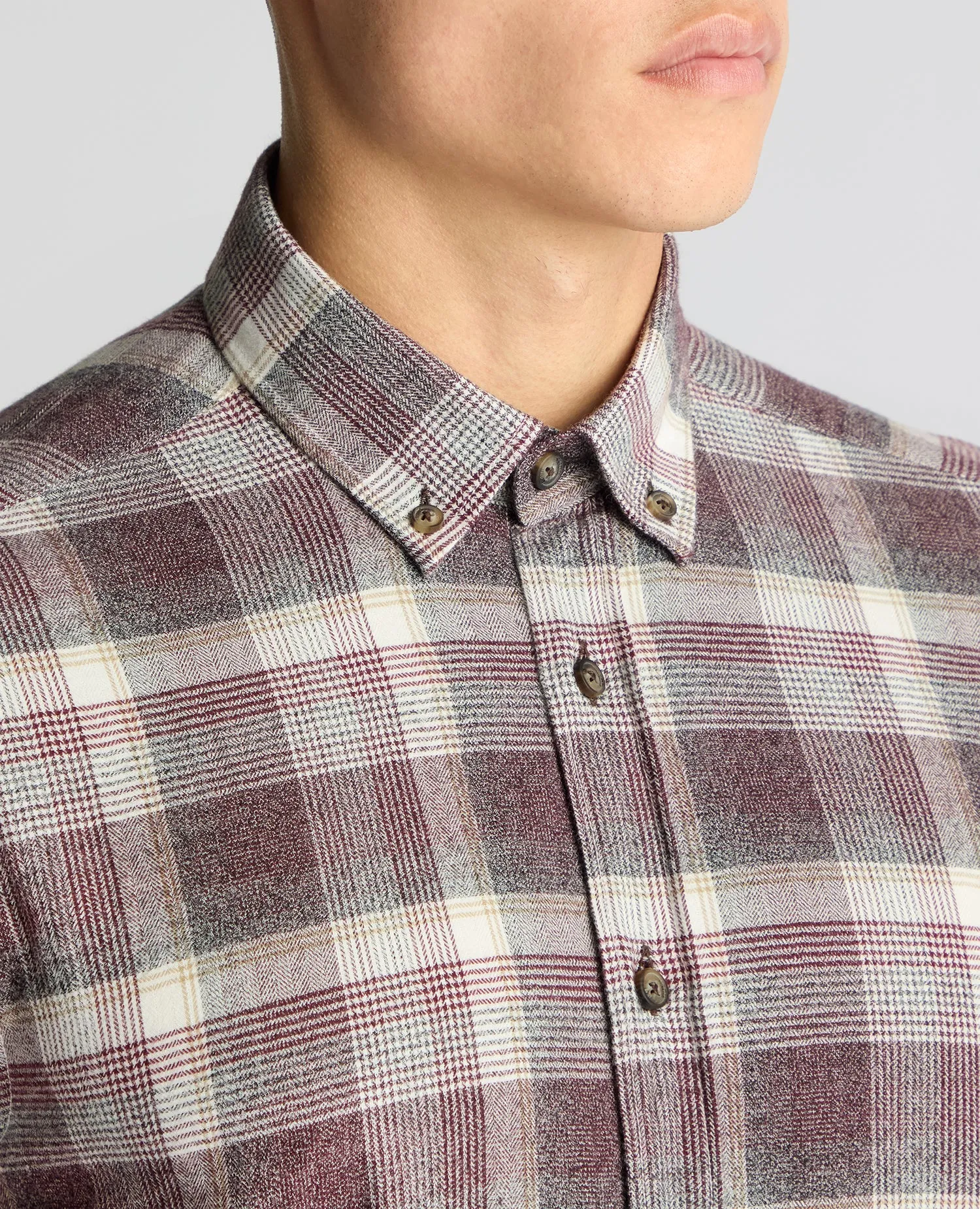 Slim Fit Checked Brushed Cotton Shirt