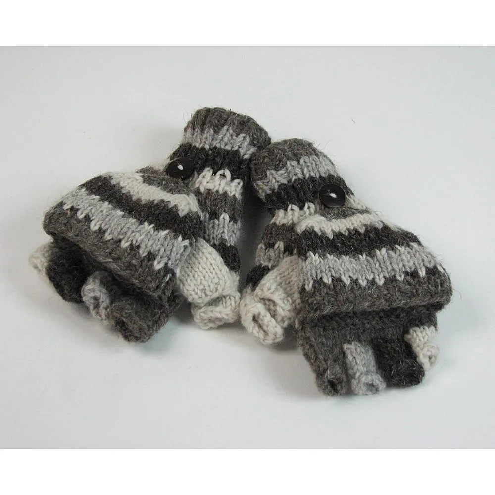 striped fingerless gloves with mitten flap