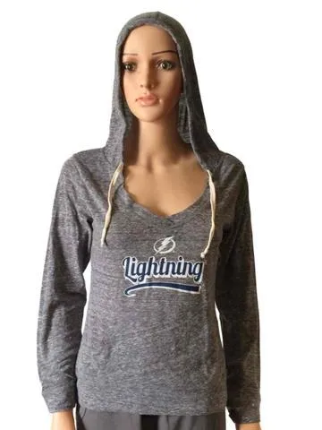 Tampa Bay Lightning SAAG Women Gray Lightweight Pullover Hoodie Sweatshirt