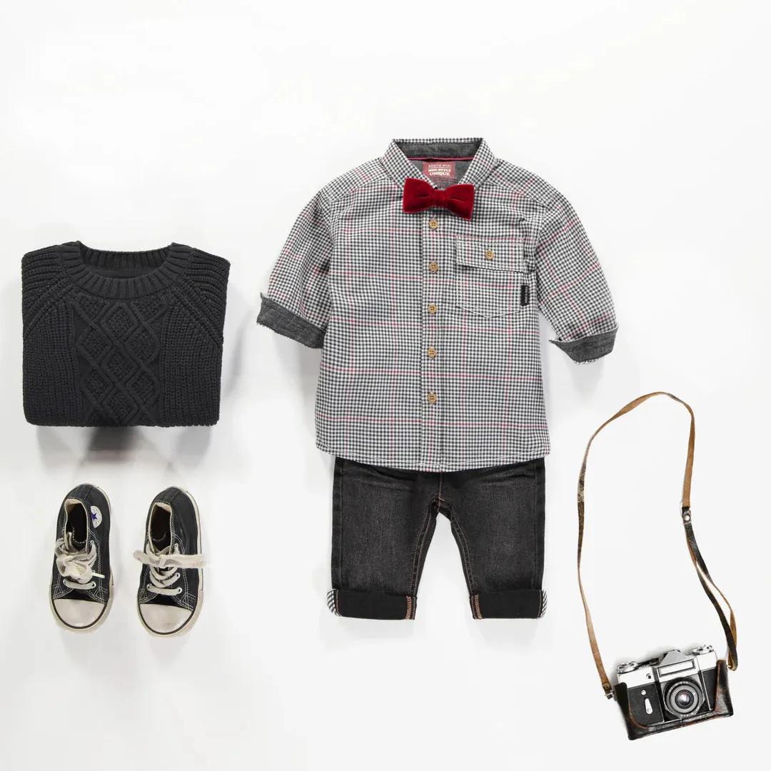 The Gerald Micro Houndstooth Poplin Shirt - BABY