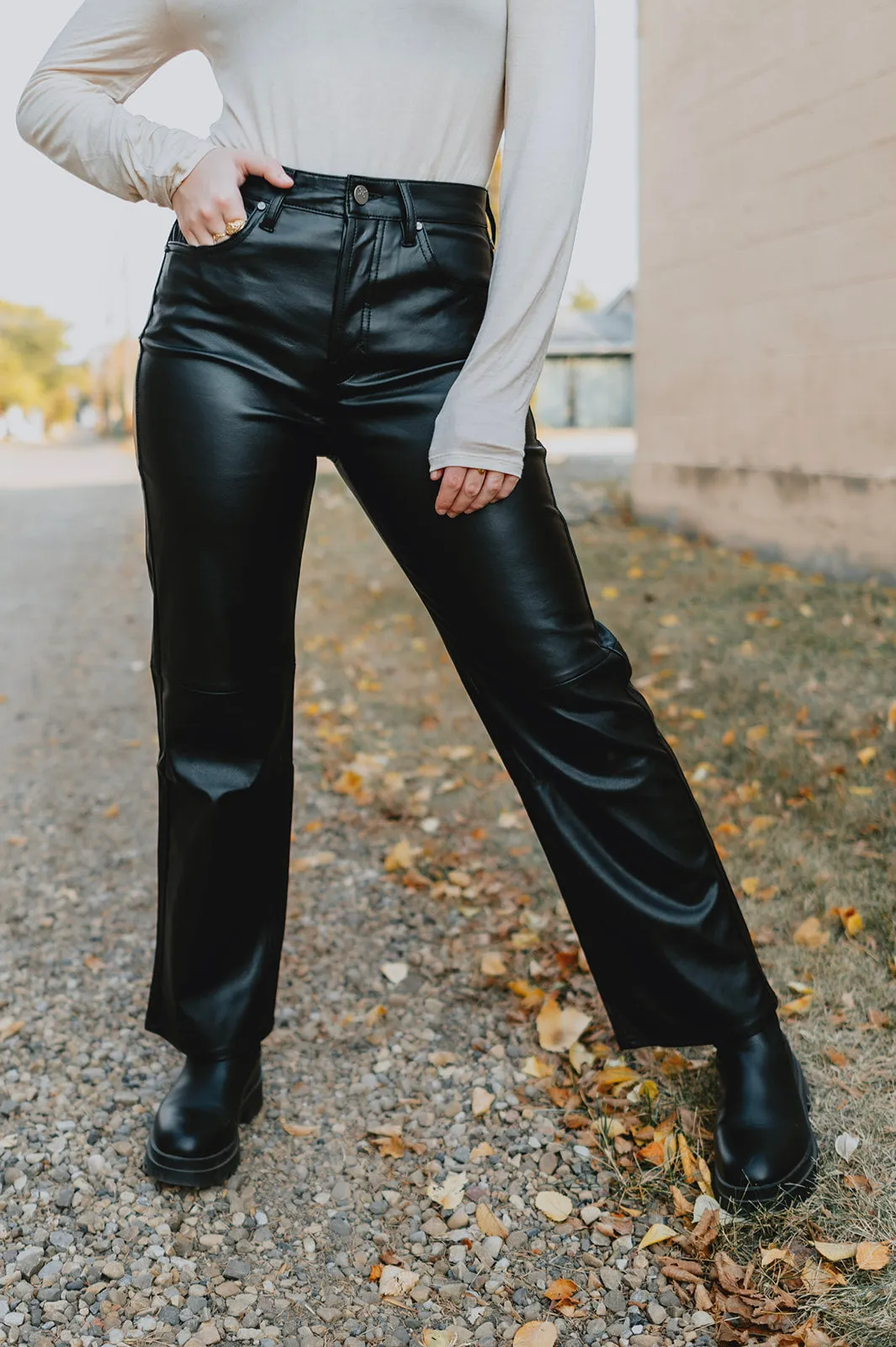 The Paloma High Rise Straight Leg - Faux Leather