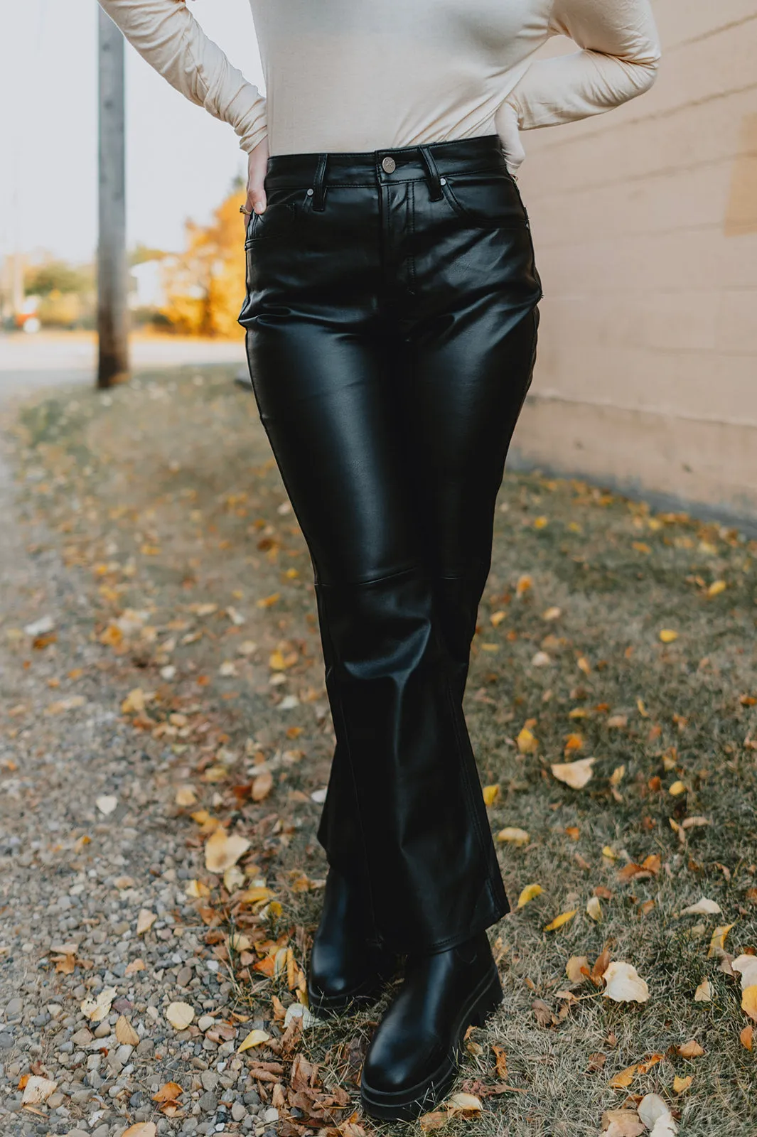 The Paloma High Rise Straight Leg - Faux Leather