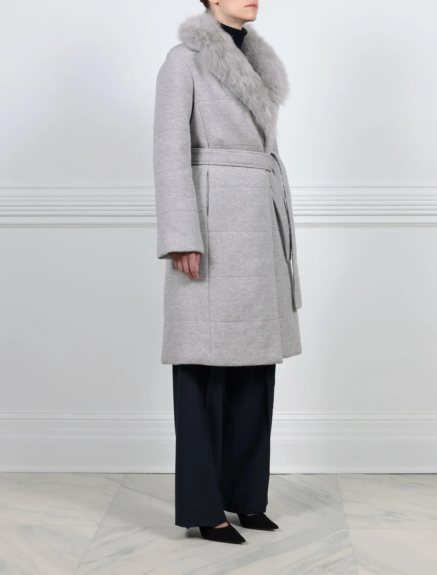 The Tessa Wool Puffer Coat with Shearling Collar