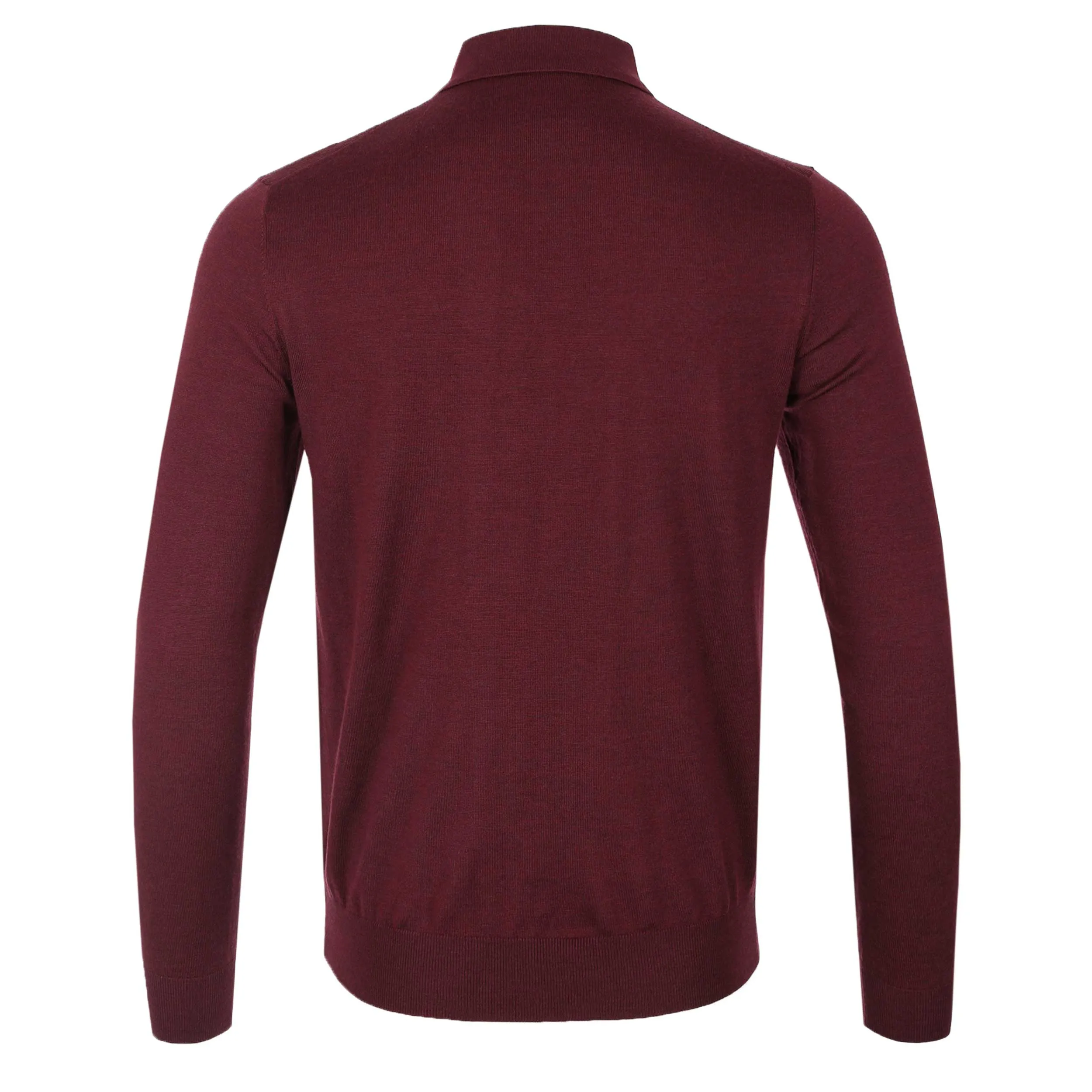 Thomas Maine 3 Button Merino Knit Polo Shirt in Burgundy