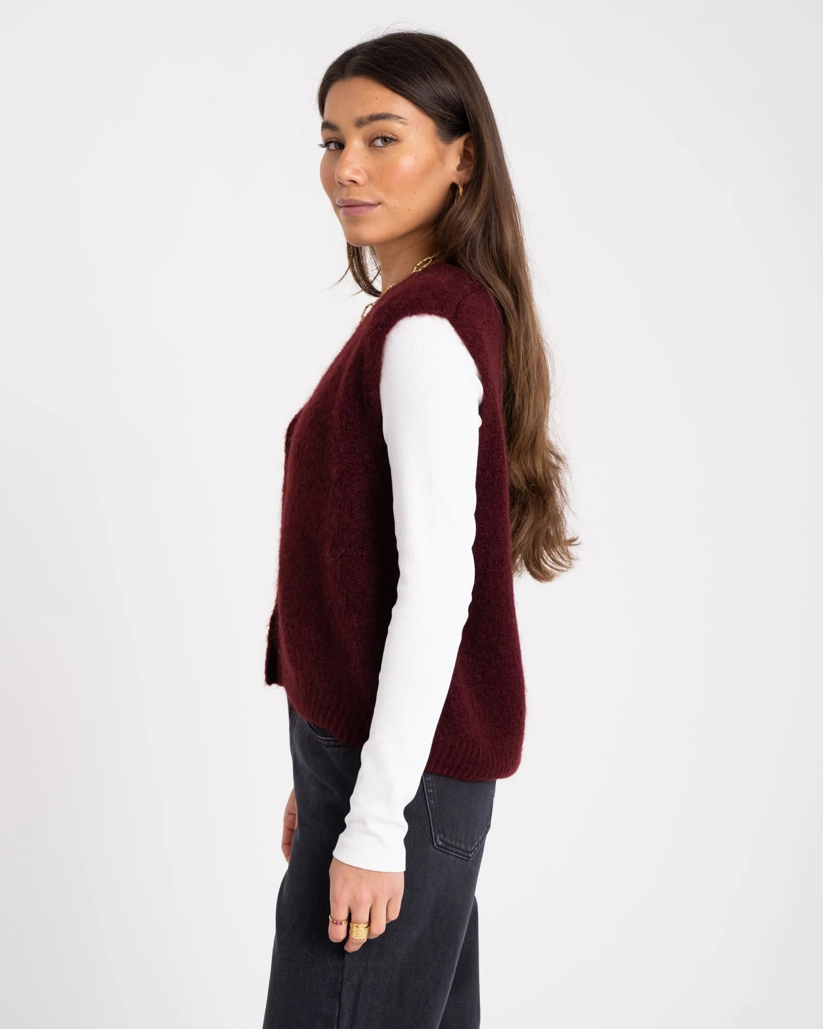 TILTIL Monica Gilet Burgundy One Size