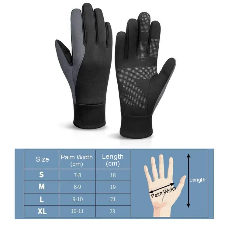 Touch Screen Anti-slip Waterproof Outdoor Sports Warm Cycling Gloves, Size: XL(Black)