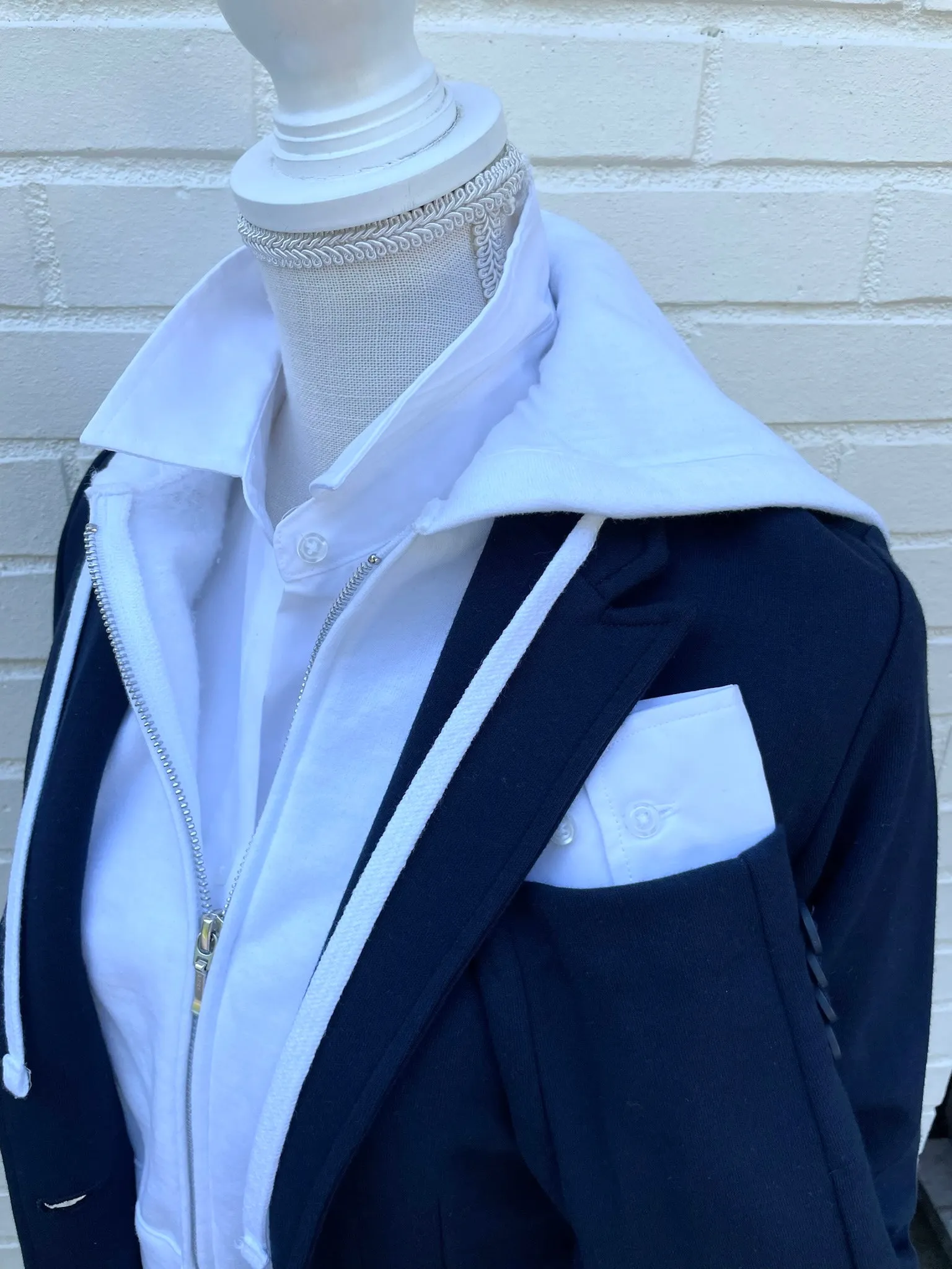 Tracey Hooded Blazer - Navy w White (HB01)