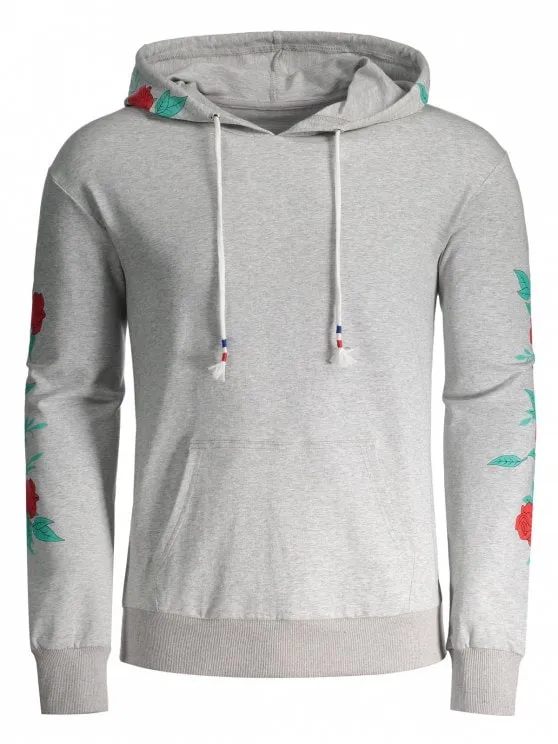 Trendy Pullover Floral Print Hoodie